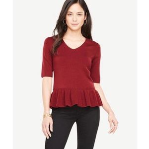 Ann taylor elbow sleeve wool peplum top